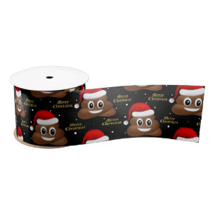En Satin emoji poo de noël avec ruban casque santa