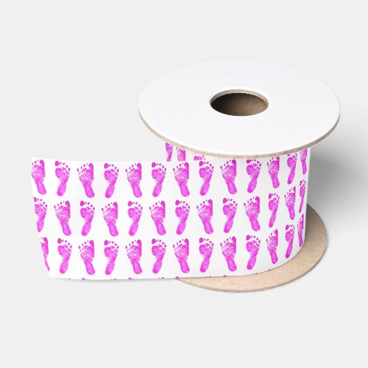 En Satin Empreintes rose Bébé Ruban satiné (Bobine)