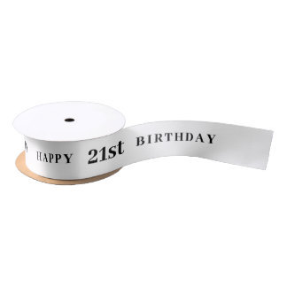 En Satin Fête 21 : Joyeux Anniversaire Ruban blanc
