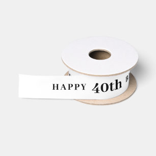 En Satin Fête 40 : Joyeux Anniversaire Ruban blanc