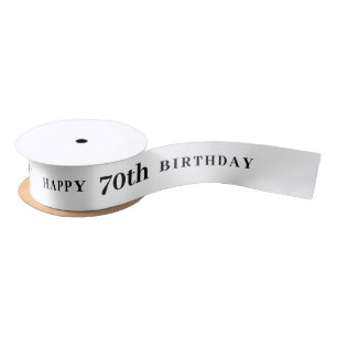 En Satin Fête 70 : Joyeux Anniversaire Ruban blanc