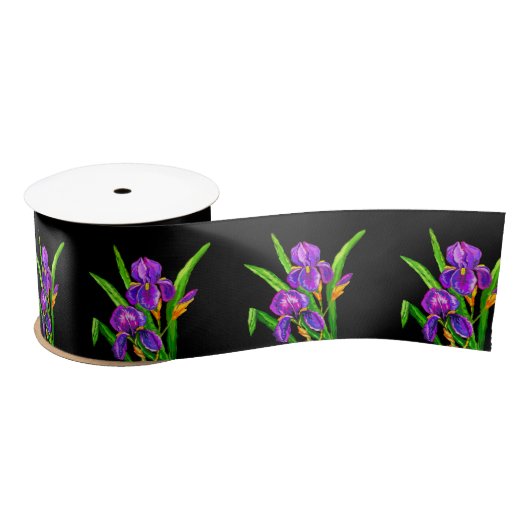 En Satin Fleurs Iris Violet Ruban Irises - Choisir la coule (Bobine)