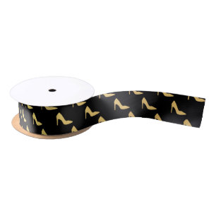 En Satin Gold haut talon princesse motif fête cadeau ruban