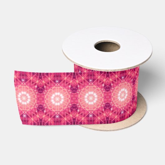 En Satin Hexagone de frontière géométrique Ruban rose clair (Bobine)
