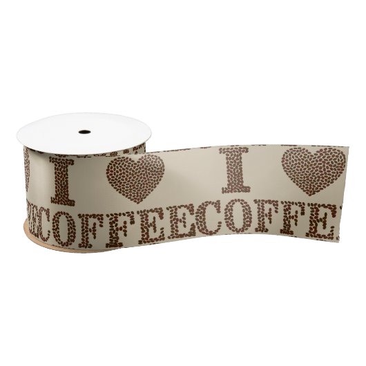 En Satin J'adore le ruban café (Bobine)