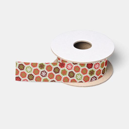 En Satin Joli ruban rouge vert de flocon de Noël (Bobine)
