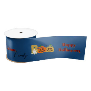 En Satin Joyeux Halloween Ruban de citrouille effrayant