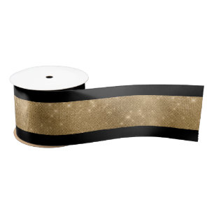 En Satin Large ruban noir et or