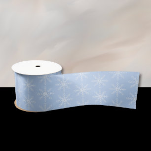 En Satin Motif à neige clair ruban bleu clair