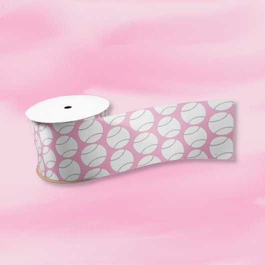 En Satin Motif de baseball Ruban rose