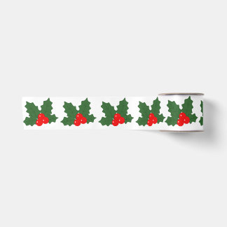 En Satin Motif de ruban de Noël au houx festif