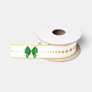 En Satin Noël Ruban Vert Minimaliste avec Accents Dorés