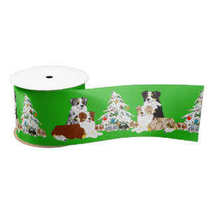 En Satin Paires australiennes, arbre de Noël et ruban de