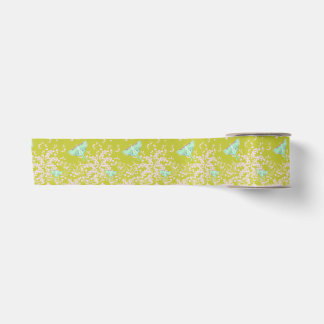 En Satin Papillon lune sur ruban vert lime