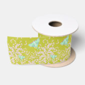 En Satin Papillon lune sur ruban vert lime (Bobine)