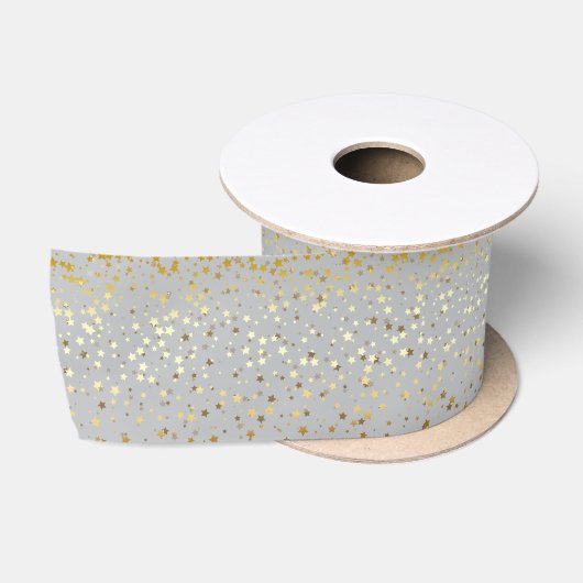 En Satin Petite étoile d'or Ruban rapide argent (Bobine)