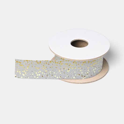 En Satin Petite étoile d'or Ruban rapide argent (Bobine)