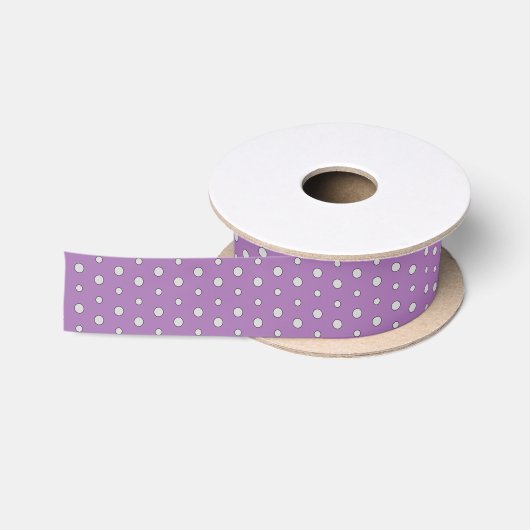 En Satin Pois d'argent sur ruban violet (Bobine)
