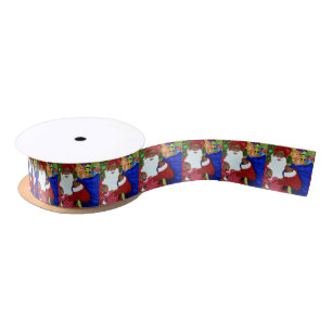 En Satin Pools de Père Noël Noir de ruban de Noël - Cadeaux