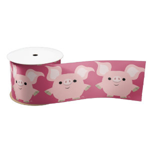 En Satin Porc mignon de bande dessinée de petit 3" ruban