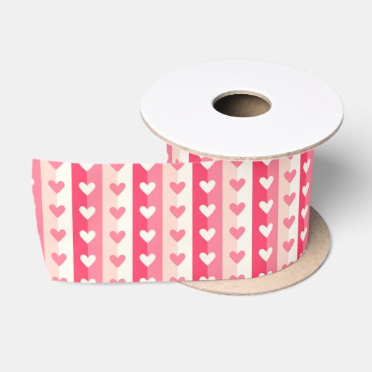En Satin Rangées de coeur Ruban satiné (Bobine)