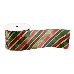 En Satin Rouge Vert Or Grilles Vintage Noël Ruban