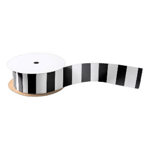 En Satin Ruban à bandes verticales moyennes noires et blanc