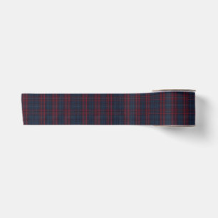 En Satin Ruban à carreaux tartan Bourgogne et bleu marine