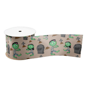 En Satin Ruban à motif de zombie Halloween mignon   Panier 