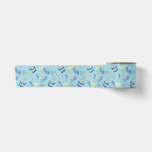 En Satin Ruban à motif floral aqua