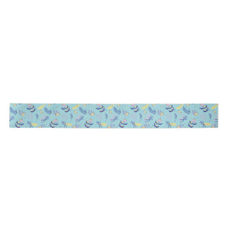 En Satin Ruban à motif floral aqua