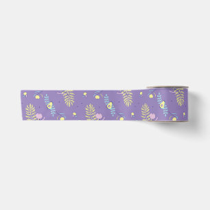 En Satin Ruban à motif floral violet