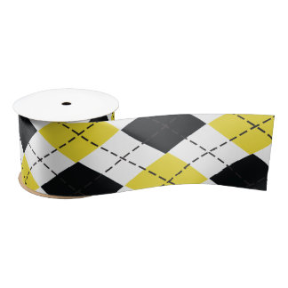 En Satin Ruban à motifs de losanges jaune et noir