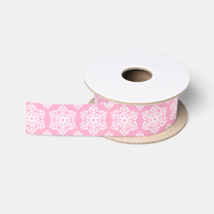 En Satin Ruban blanc de Noël rose
