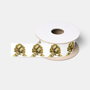 En Satin Ruban blanc Gold Bow