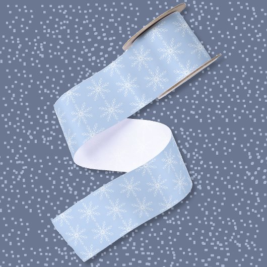 En Satin Ruban Bleu Clair Motif Flocon de Neige