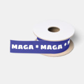 En Satin Ruban bleu et blanc MAGA (Bobine)