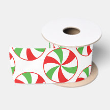 Ruban Cadeau à rayures vertes et rouges de Noël