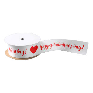 En Satin ruban cadeau de coeur rouge mignon Heureuse Sainte