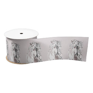 En Satin Ruban Cheval Coureur Cheval Blanc