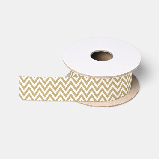 En Satin Ruban Chevron Or et Blanc | Couleurs modifiables (Bobine)