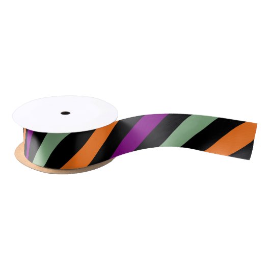 En Satin Ruban citrouille, violet, vert et noir D. Stripes (Bobine)