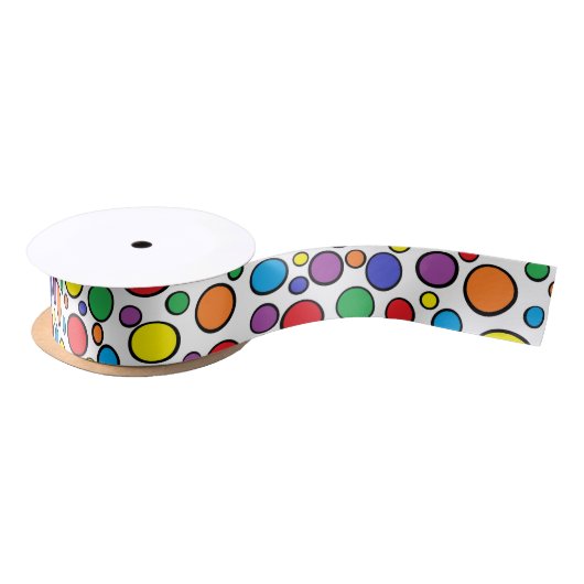 En Satin Ruban coloré de pois (Bobine)