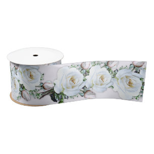 En Satin Ruban d'artisanat Mariage blanc Roses