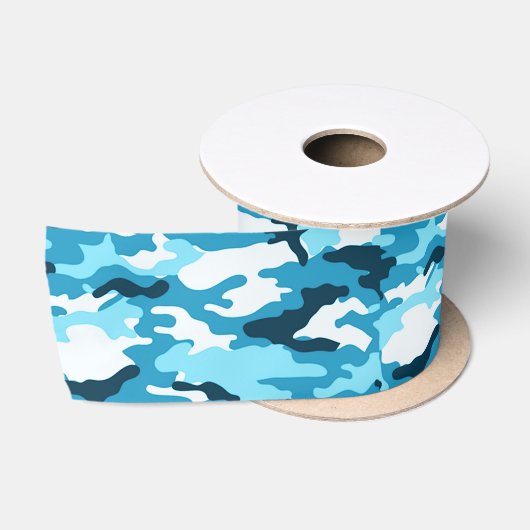 En Satin Ruban de camouflage bleu (Bobine)