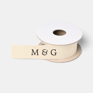 En Satin Ruban de Champagne de Mariage avec Monogramme et D