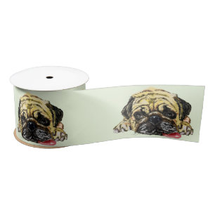 En Satin Ruban de chien de Carlin amusant