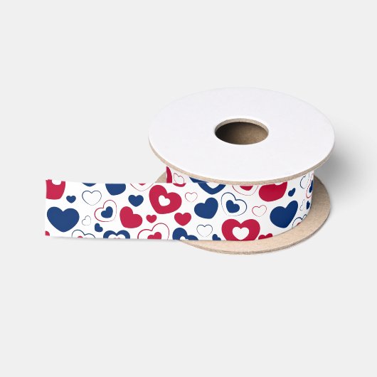 En Satin Ruban de coeurs rouges et bleus (Bobine)