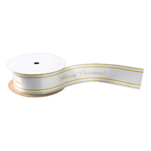 En Satin Ruban de couleur blanc et or