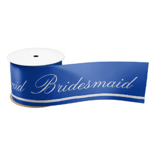 En Satin Ruban de demoiselle d'honneur bleu et blanc